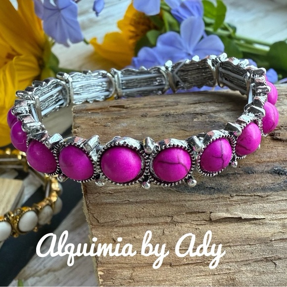 Alquimia Pink turquoise and Silver Bracelet - Picture 1 of 1